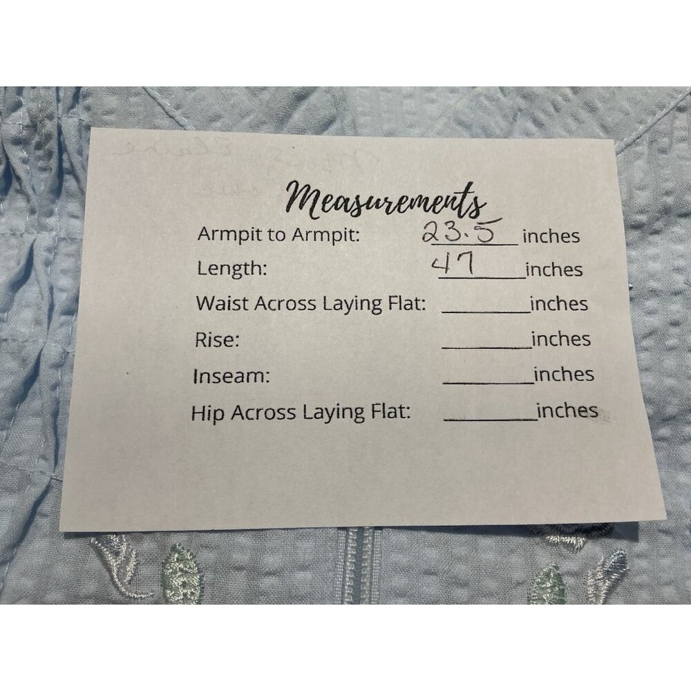 Miss Elaine Robe Large Seersucker Long Zip Up Pockets Light Blue - Picture 9 of 9